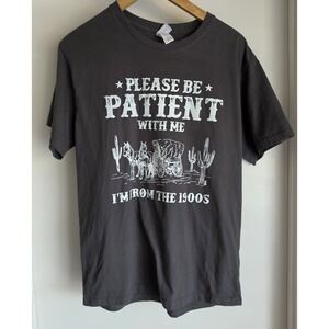 Please Be Patient I'm From the 1900s T-Shirt M Grey Crew Neck Cotton Casual Top
